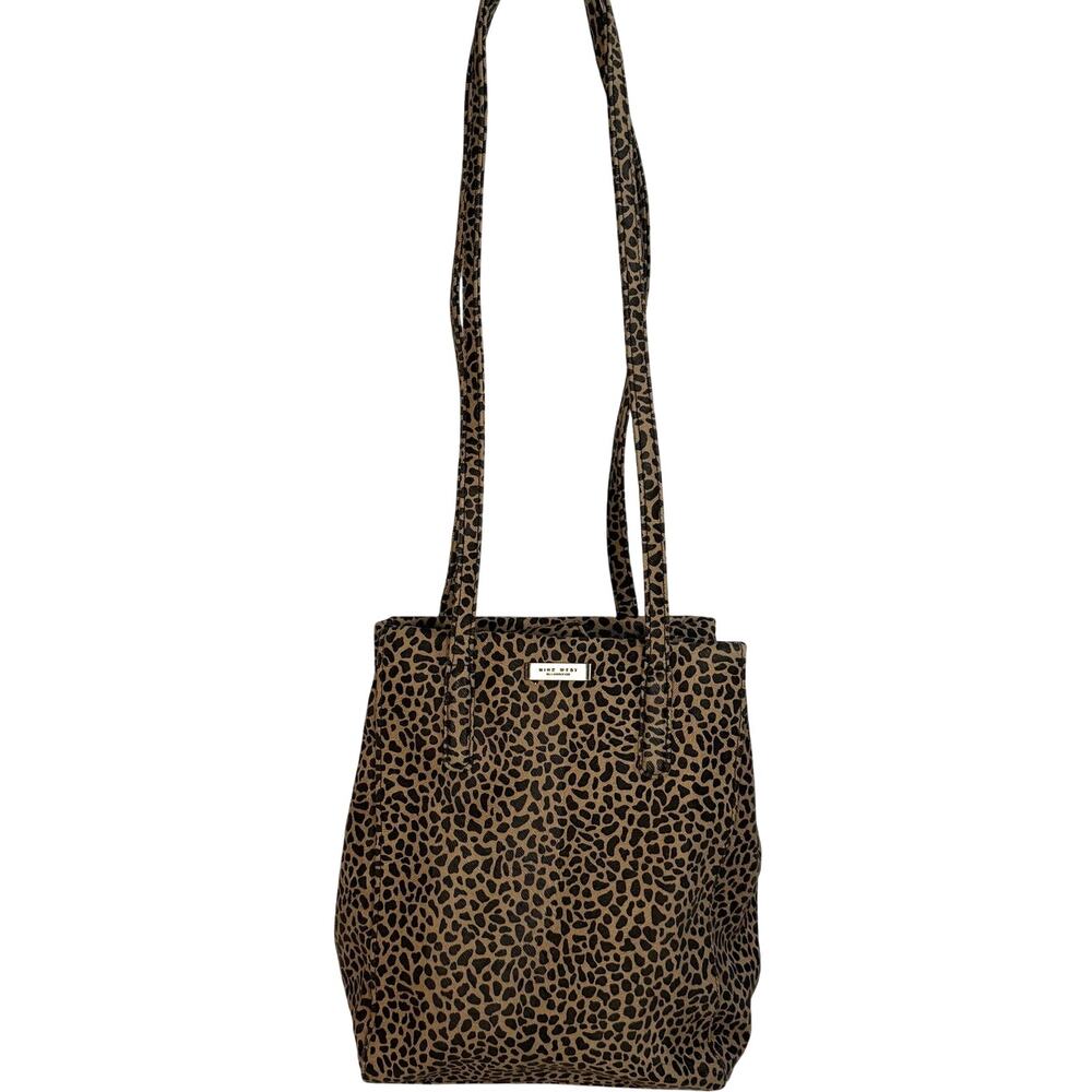 Nine West Leopard Shoulder Bag Bucket Bag Snap Top Animal Pattern Purse